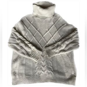 Oversized Cream Cable Turtleneck